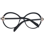 Emilio Pucci Black Women Glasses Frame in full-rim round style with demo lenses, plastic construction, branded case included.