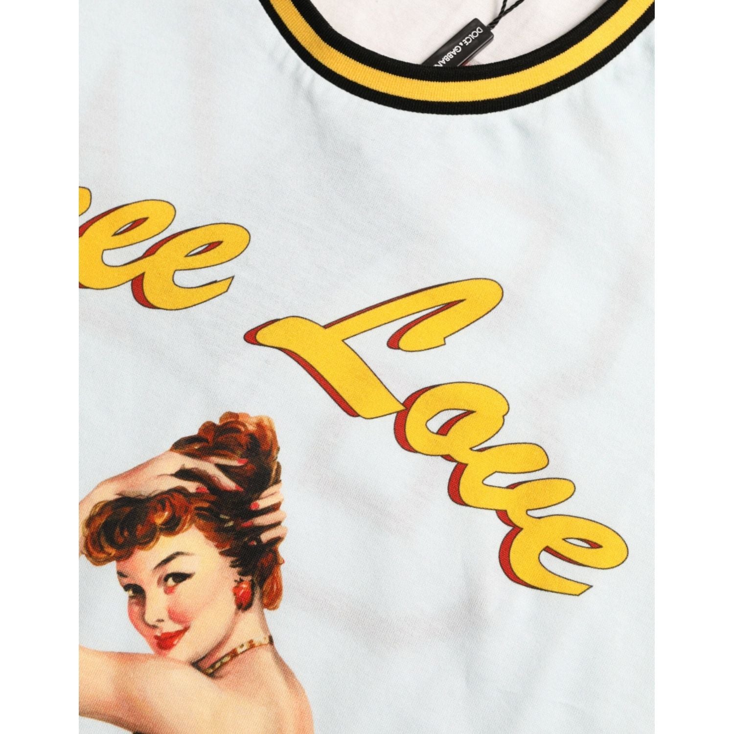 تي شيرت دولتشي آند غابانا الأنيق من القطن باللون الأزرق الفاتح