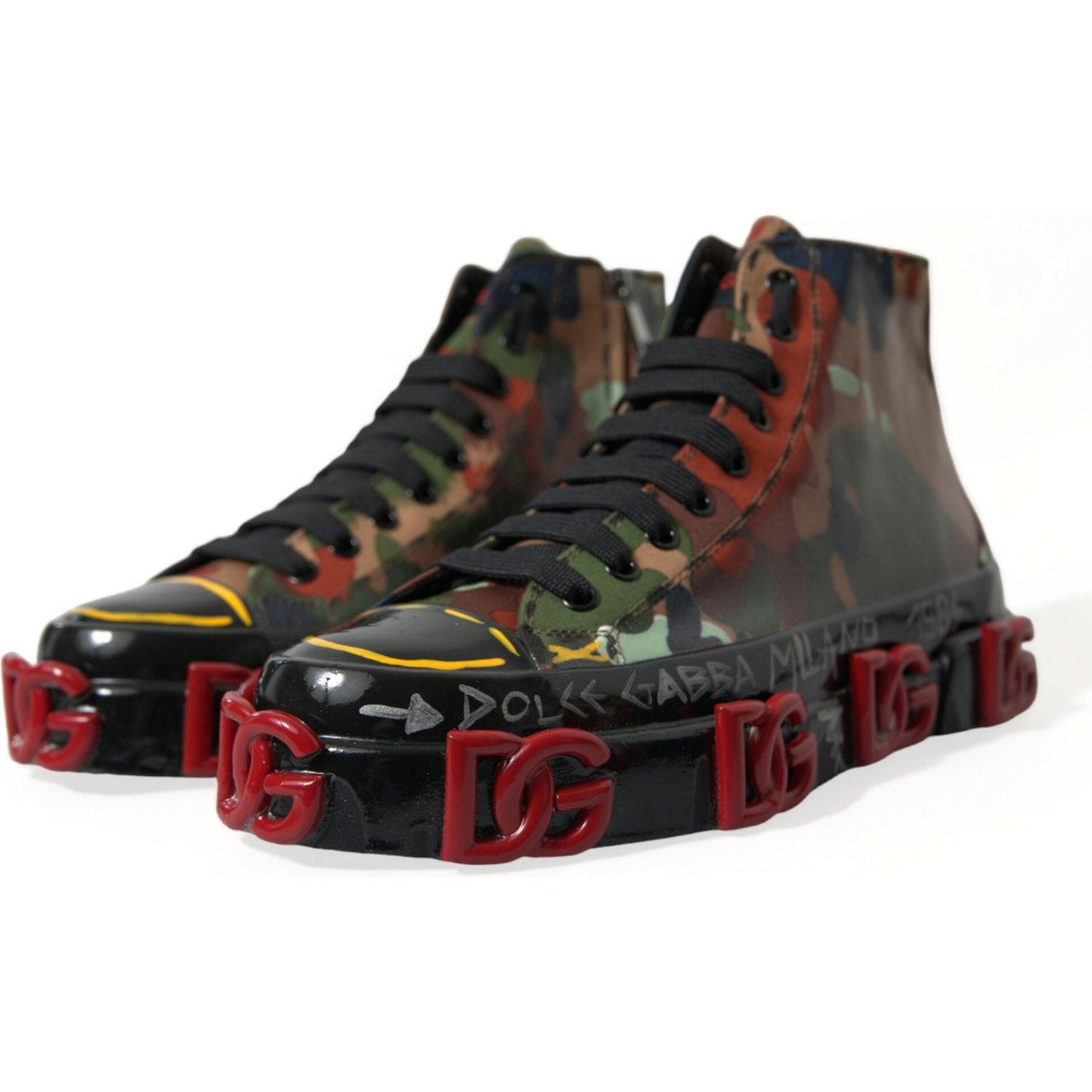 Dolce & Gabbana Multicolor Camouflage High Top Sneakers Shoes