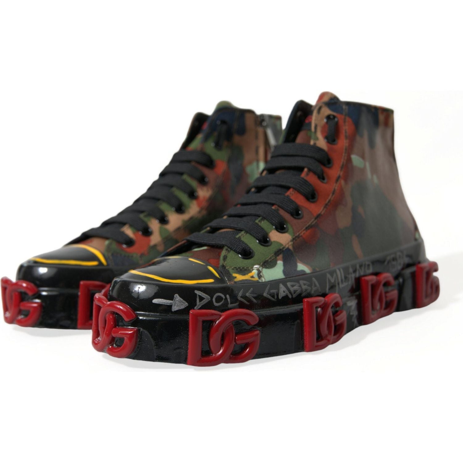 Dolce & Gabbana Multicolor Camouflage High Top Sneakers Shoes