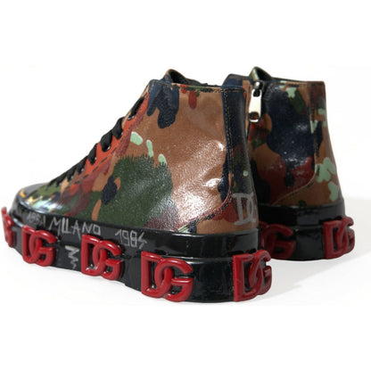 Dolce & Gabbana Multicolor Camouflage High Top Sneakers Shoes