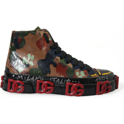 Dolce & Gabbana Multicolor Camouflage High Top Sneakers Shoes
