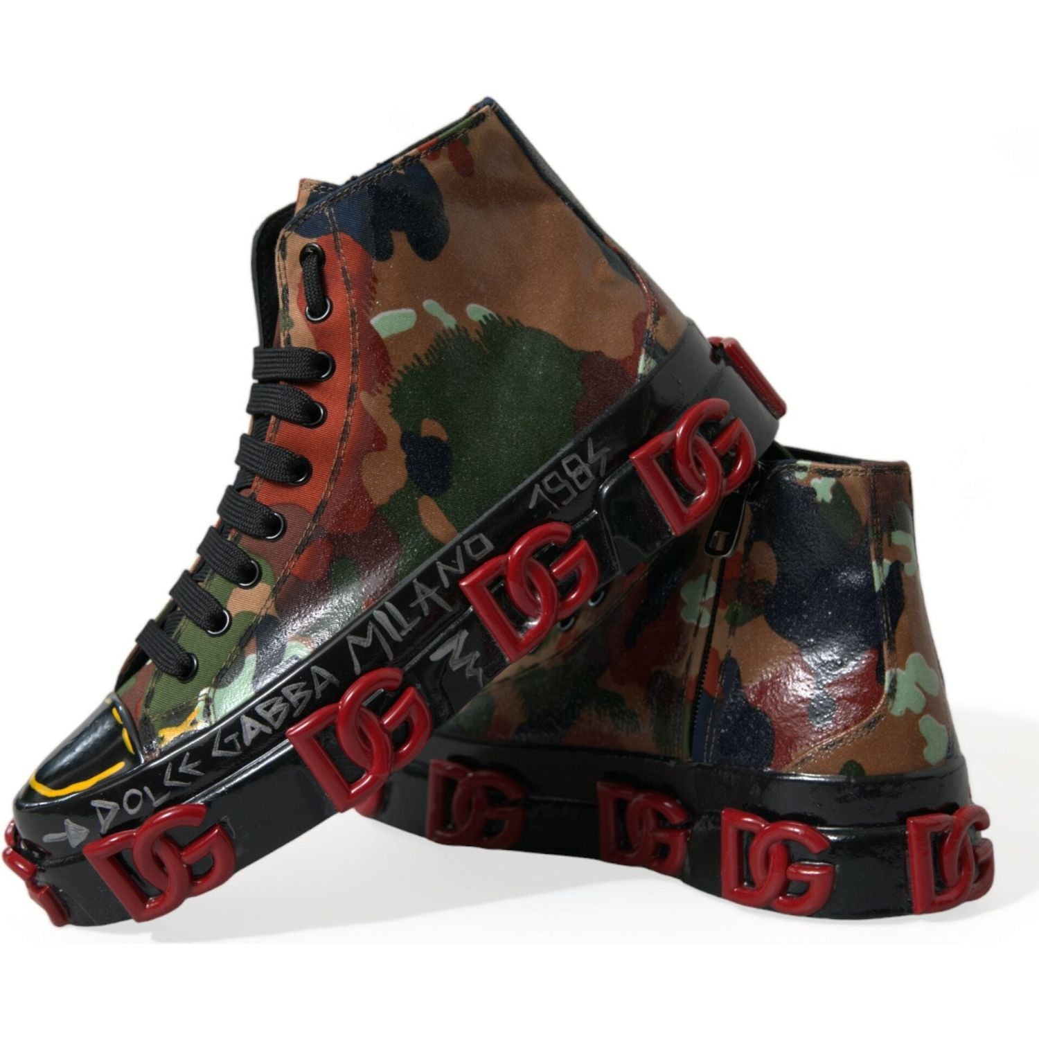 Dolce & Gabbana Multicolor Camouflage High Top Sneakers Shoes