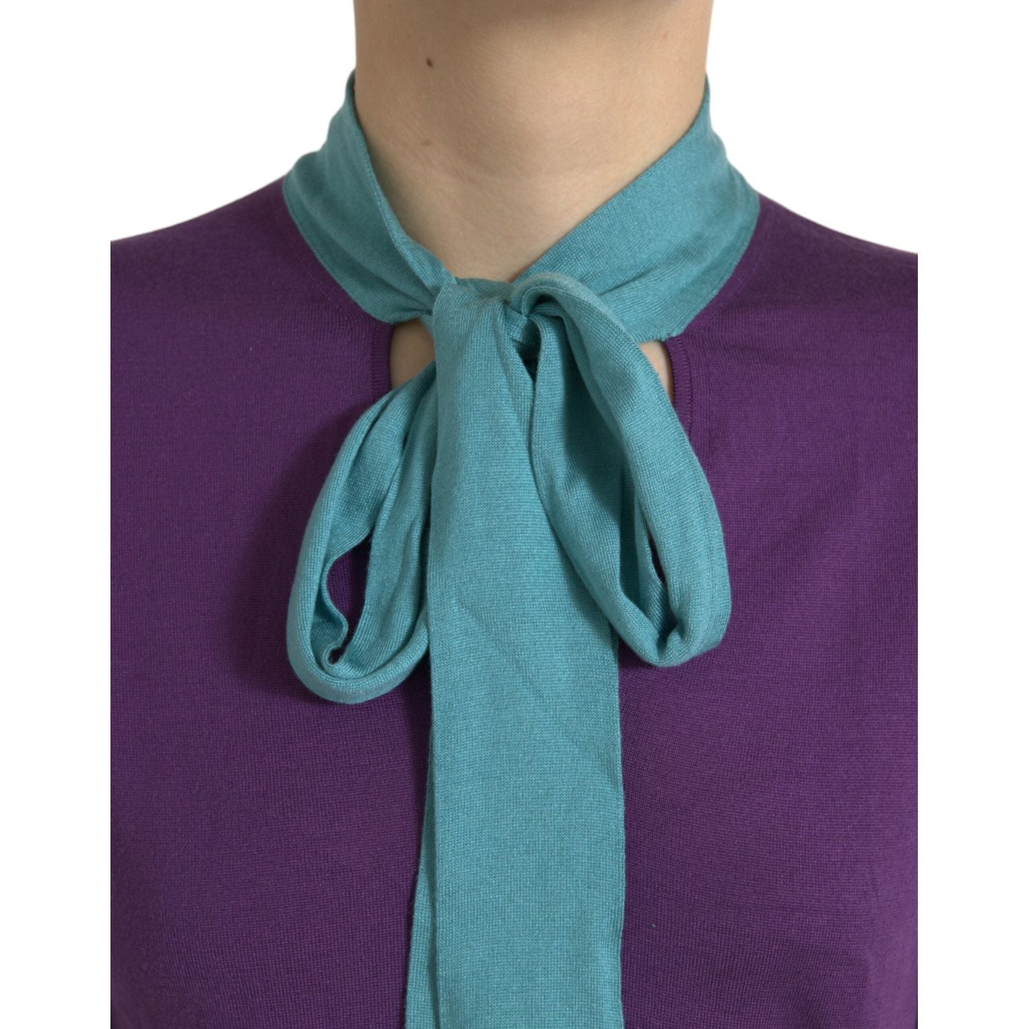 多色真丝蝴蝶结毛衣