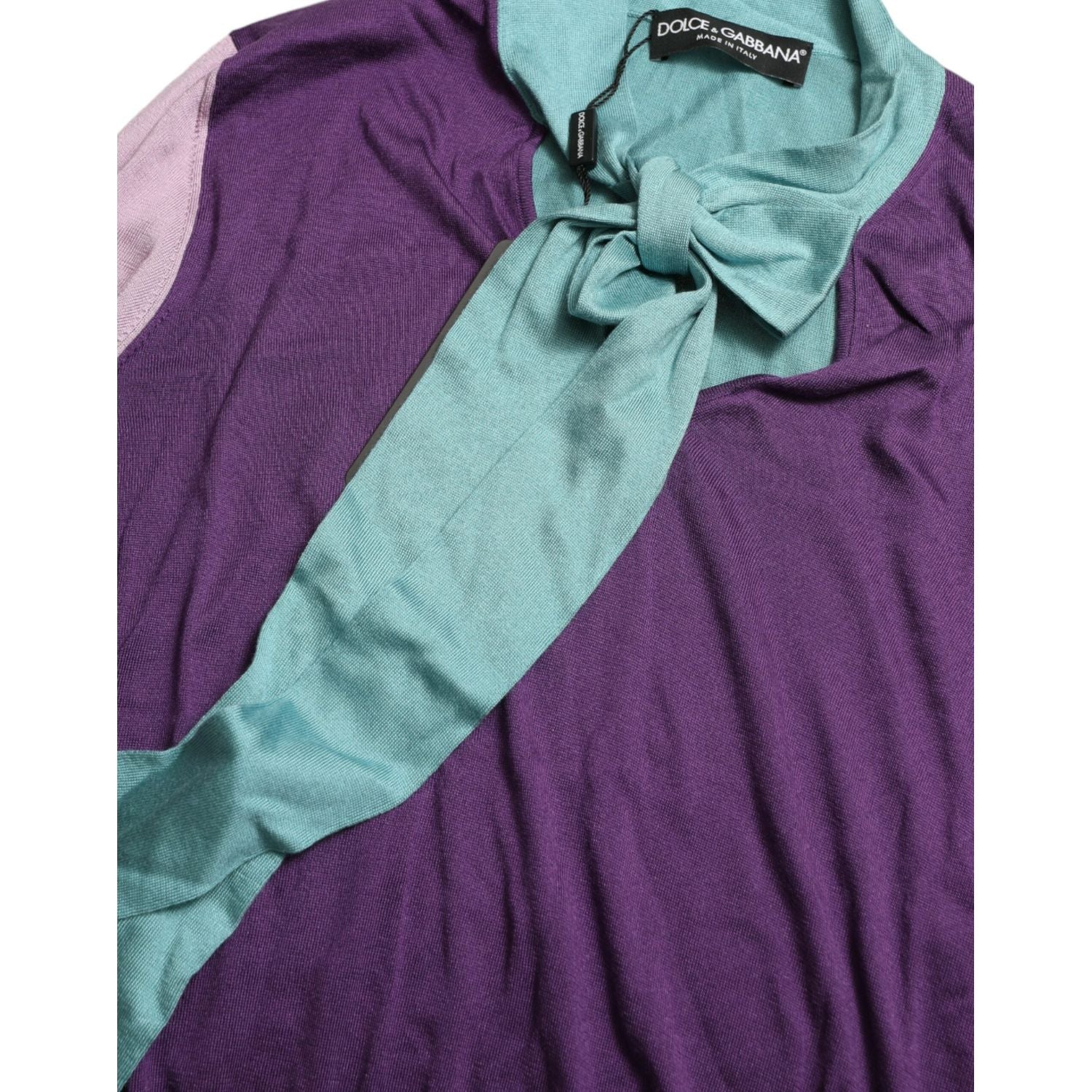 多色真丝蝴蝶结毛衣