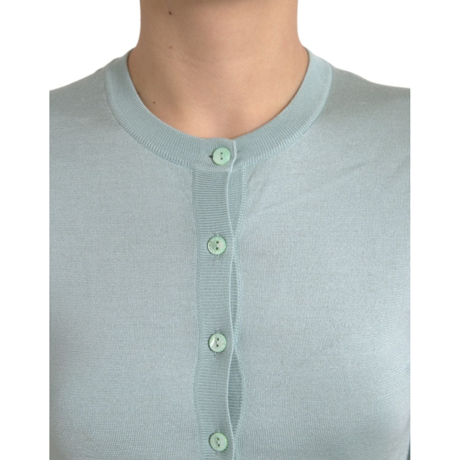 كارديجان حرير أزرق فاتح أنيق من دولتشي آند غابانا