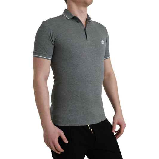 Dolce & Gabbana Gray Collared Short Sleeve Crown T-shirt TSH84578-44