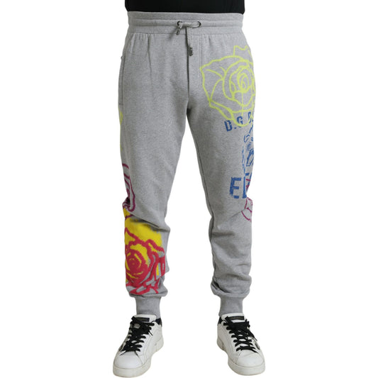Dolce & Gabbana Gray Cotton Graffiti Sweatpants Jogger Pants PAN75060#-48