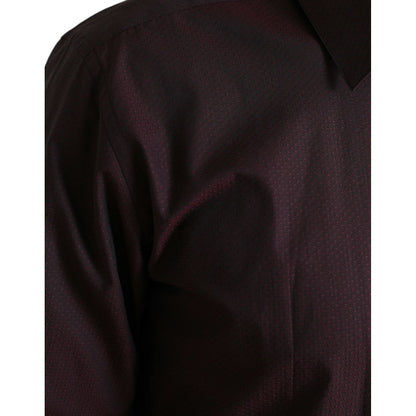 Dolce & Gabbana Maroon Jacquard Formal Dress MARTINI Shirt