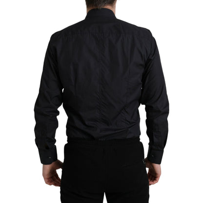 Dolce & Gabbana Navy Blue Cotton Collared Formal Dress Shirt