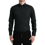 Dolce & Gabbana Black Cotton Silk Formal GOLD Dress Shirt TSH84693-37