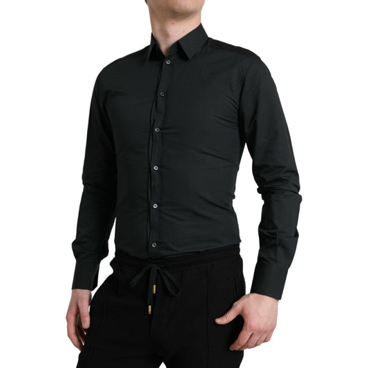 Dolce & Gabbana Black Cotton Silk Formal GOLD Dress Shirt TSH84693-37