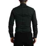 Dolce & Gabbana Black Cotton Silk Formal GOLD Dress Shirt TSH84693-37