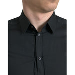 Dolce & Gabbana Black Cotton Silk Formal GOLD Dress Shirt TSH84693-37