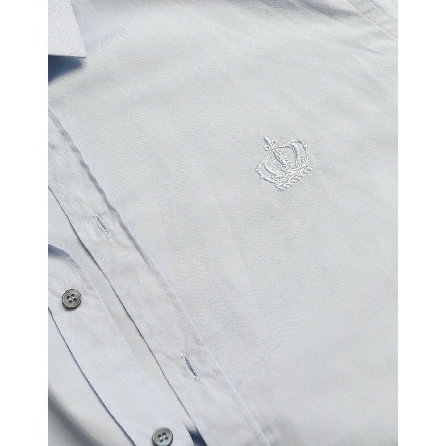 Dolce & Gabbana Sky Blue Cotton Men Formal GOLD Dress Shirt TSH84711-38