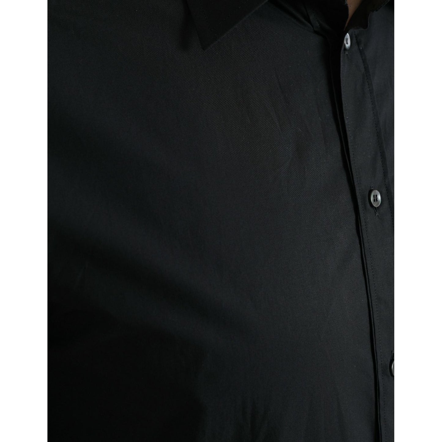 Dolce & Gabbana Black Cotton Men Formal GOLD Dress Shirt TSH84718-37