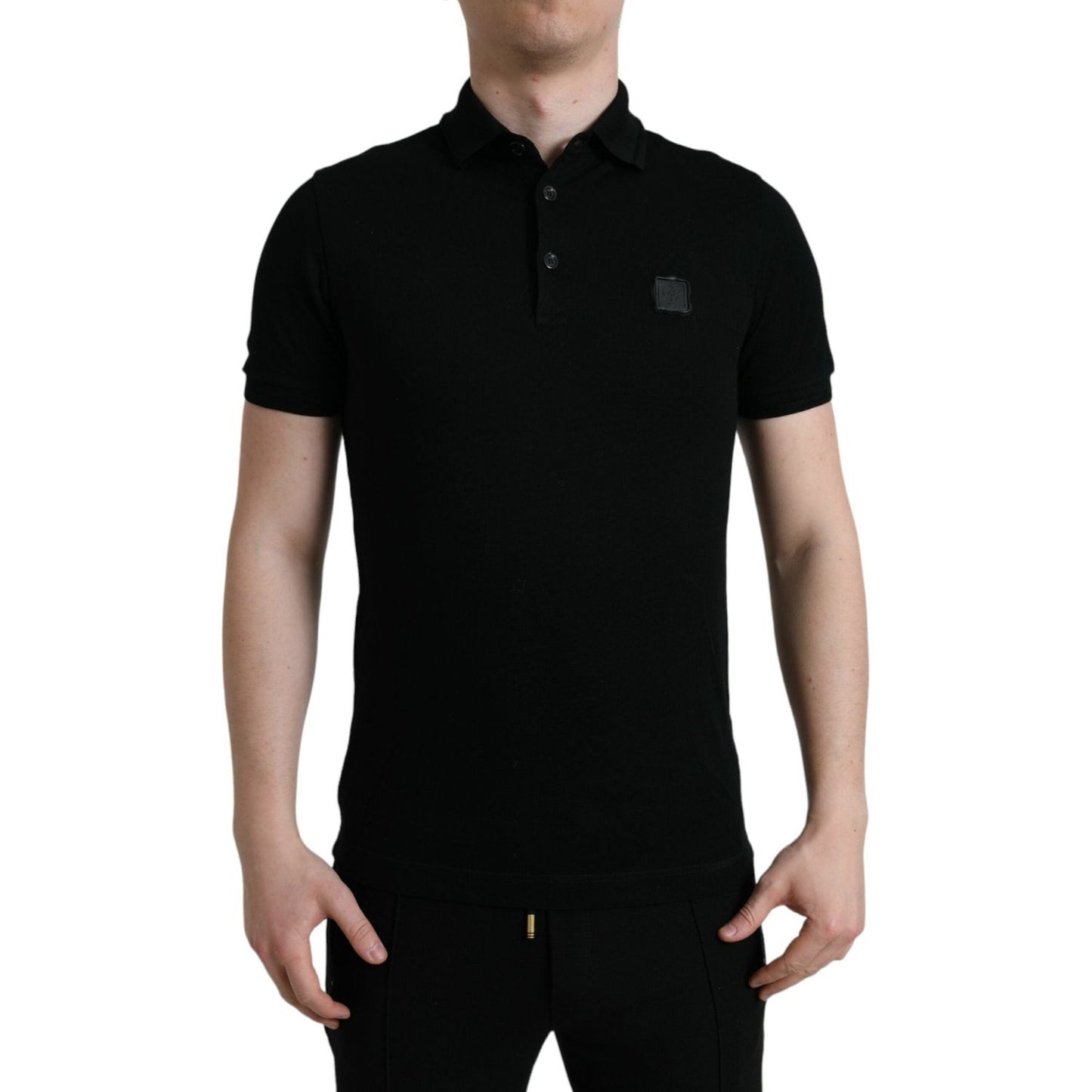 Dolce & Gabbana Black Logo Collared Short Sleeve T-shirt