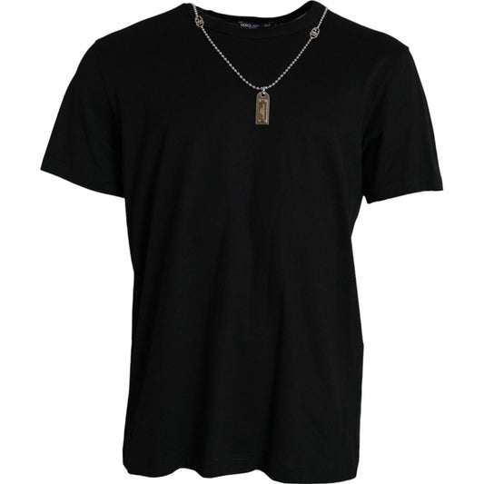 Dolce & Gabbana Black Silver Chain Short Sleeve T-shirt TSH85084-52