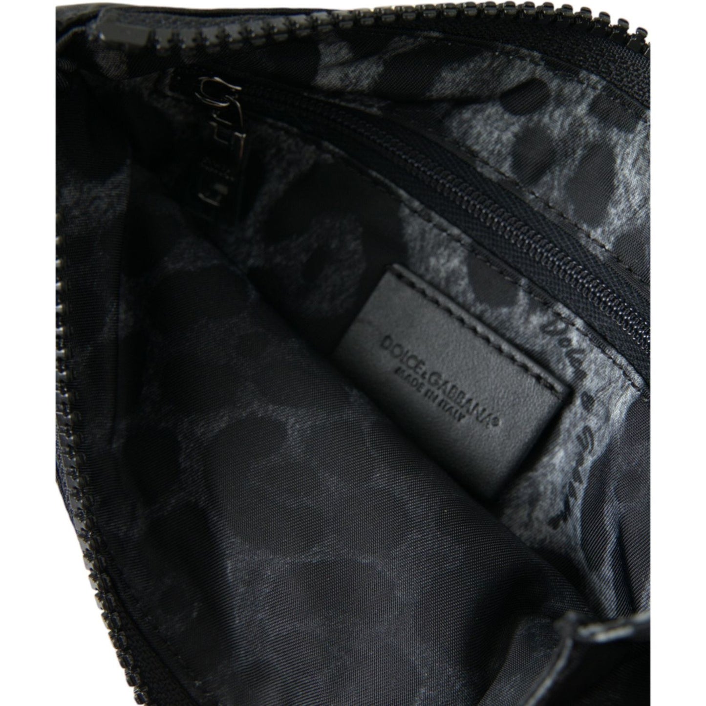 Dolce & Gabbana Black Nylon Logo Plaque Keyring Pouch Clutch Bags BAG1122