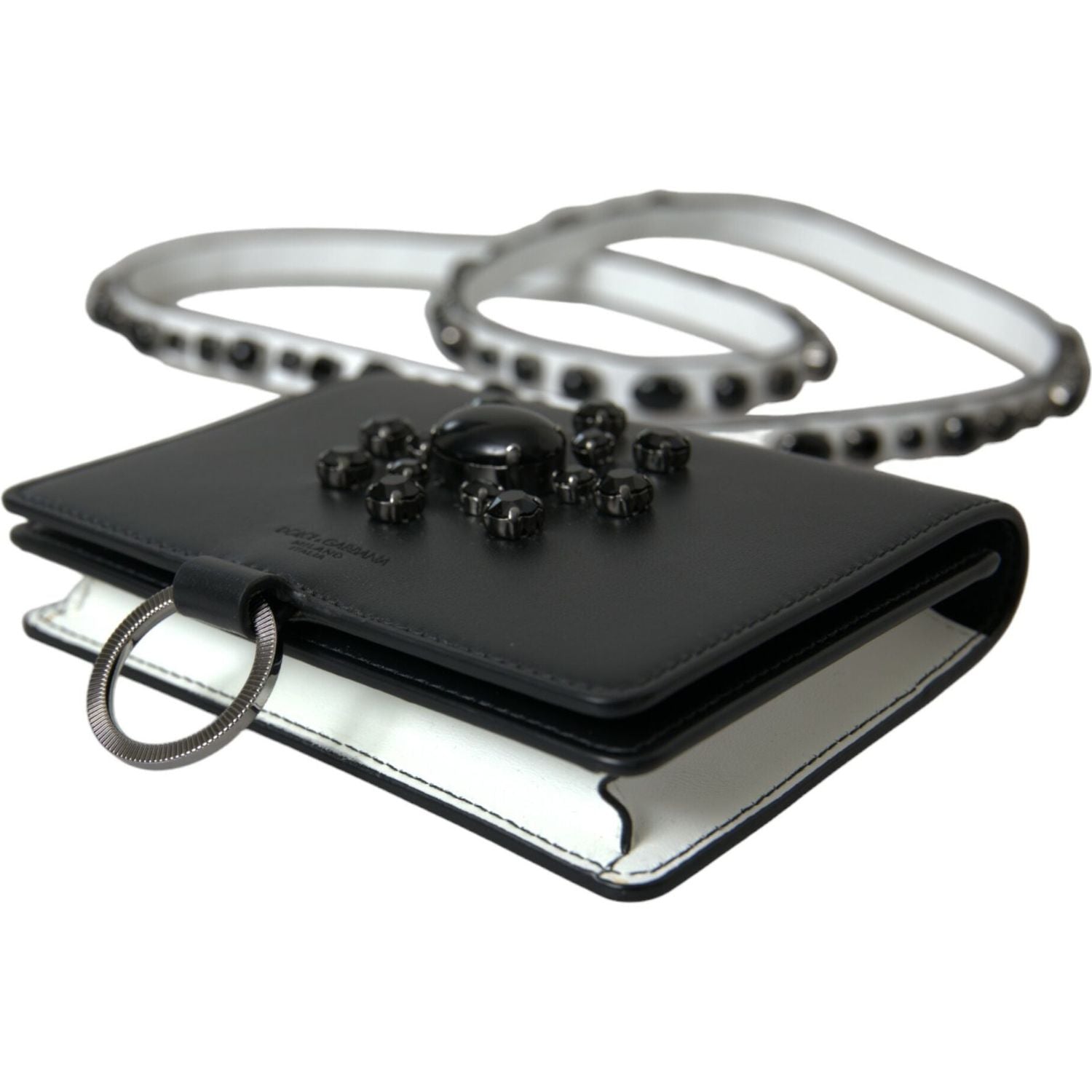 优雅水晶缀饰皮革卡夹