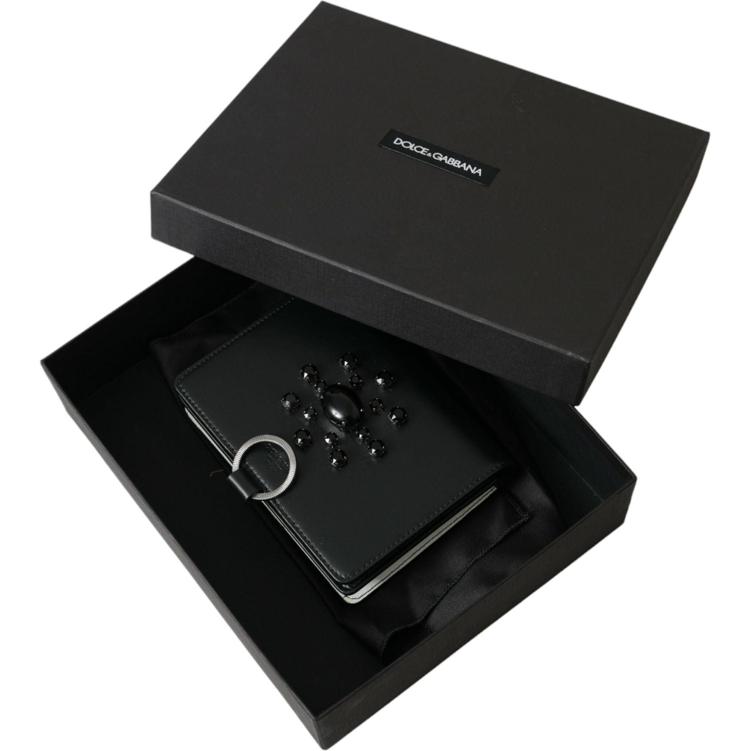 优雅水晶缀饰皮革卡夹