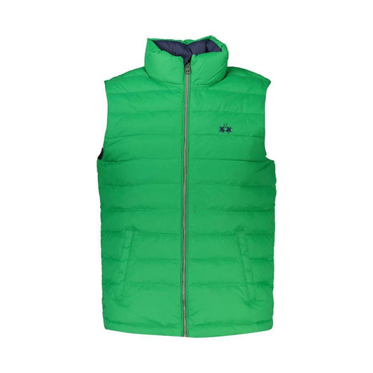 La Martina Sleek Sleeveless Green Jacket with Embroidery LA-27014-XXL-FBB-230