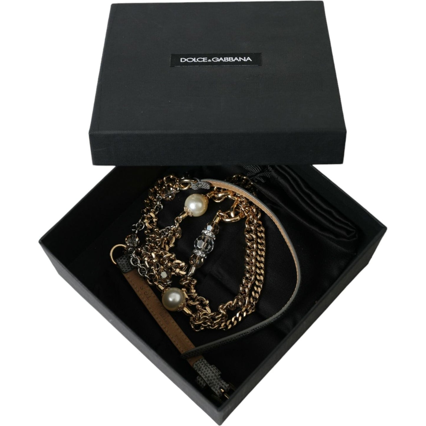 Dolce & Gabbana Blue Braided Gold Brass Chain Waist Belt