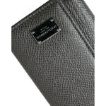 Dolce & Gabbana Chic Gray Leather Trifold Key Holder Dolce & Gabbana Dark Slate Gray
