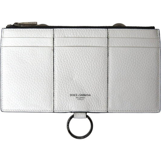 Dolce & Gabbana White Calfskin Leather Large Crossbody Card Holder Wallet BAG1384