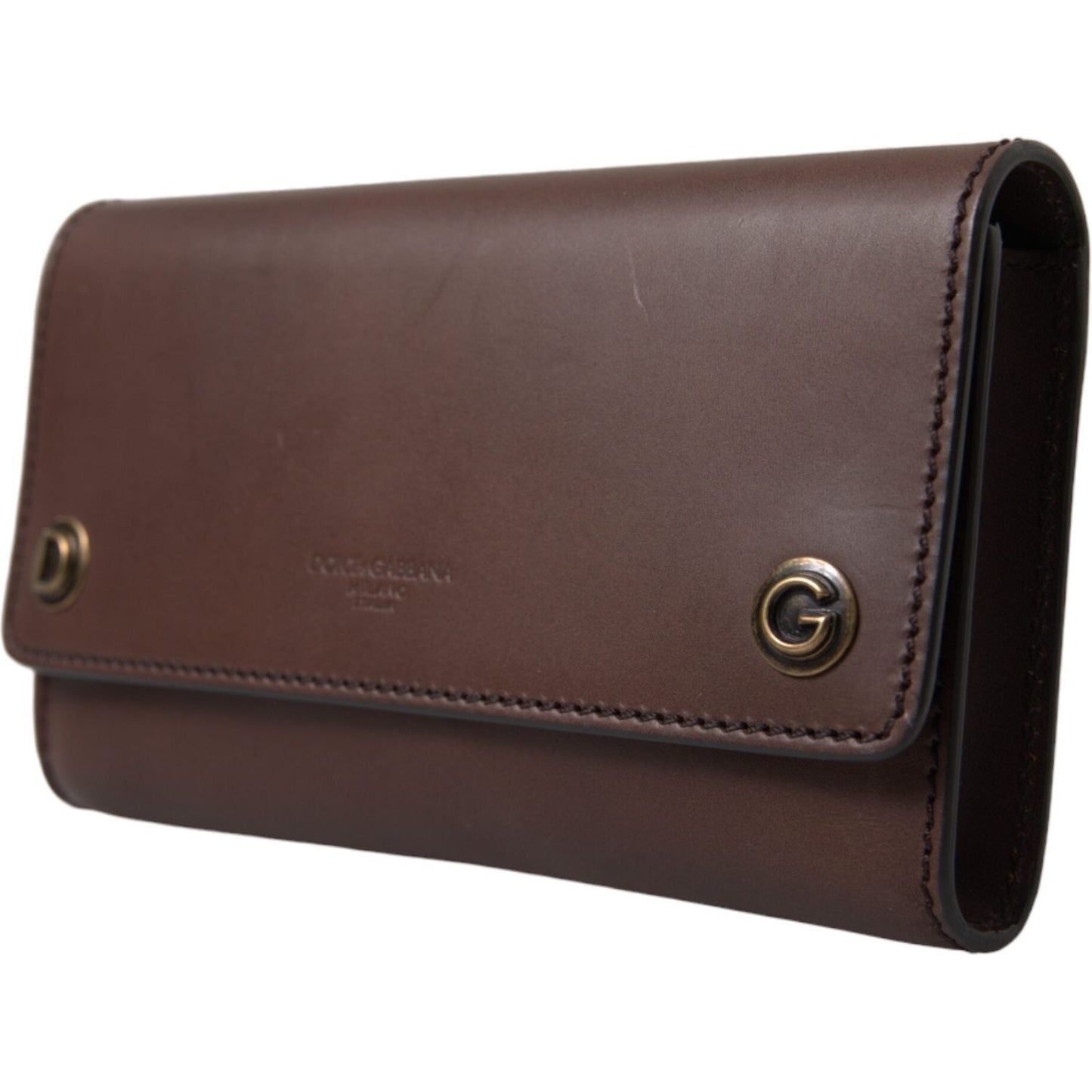 Dolce & Gabbana Brown Leather Logo Embossed Men Mini Shoulder Bag BAG1284