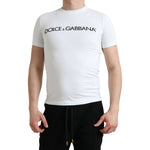 Dolce & Gabbana White Logo Print Cotton Crew Neck T-shirt TSH84588-44