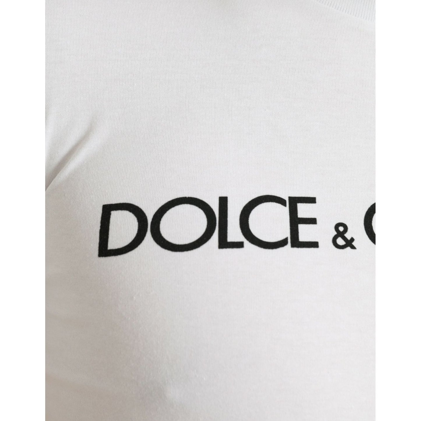Dolce & Gabbana White Logo Print Cotton Crew Neck T-shirt TSH84588-44