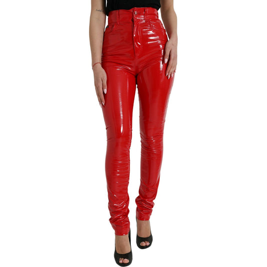 Dolce & Gabbana Shiny Red High Waist Skinny Pants PAN75094-40