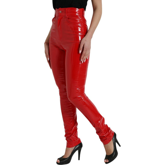 Dolce & Gabbana Shiny Red High Waist Skinny Pants PAN75094-40
