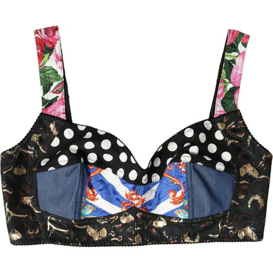 Dolce & Gabbana Multicolor Floral Patchwork Bustier Crop Top BIK1789-46
