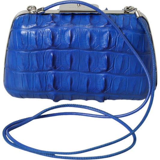 Balenciaga Blue Exotic Skin Leather Shoulder Crossbody Box Clutch Bag BAG1175