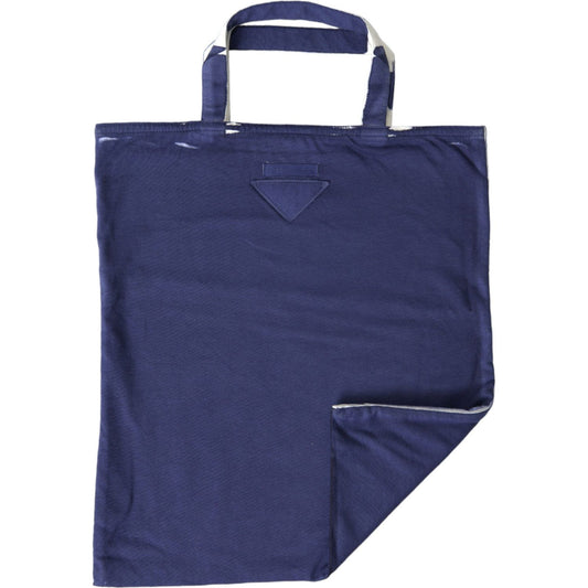 Prada Blue Jersey Fabric Logo Shoulder Shopping Tote Shopping Bag BAG1191