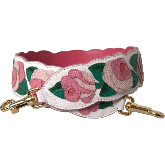 Dolce & Gabbana White Floral Leather Accessory Shoulder Strap WMB312