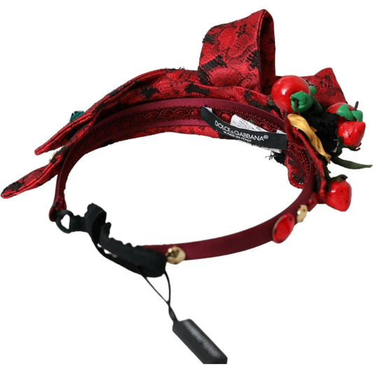 Dolce & Gabbana Red Cherry Sicily Embellished Women Hairband Diadem SMY101416