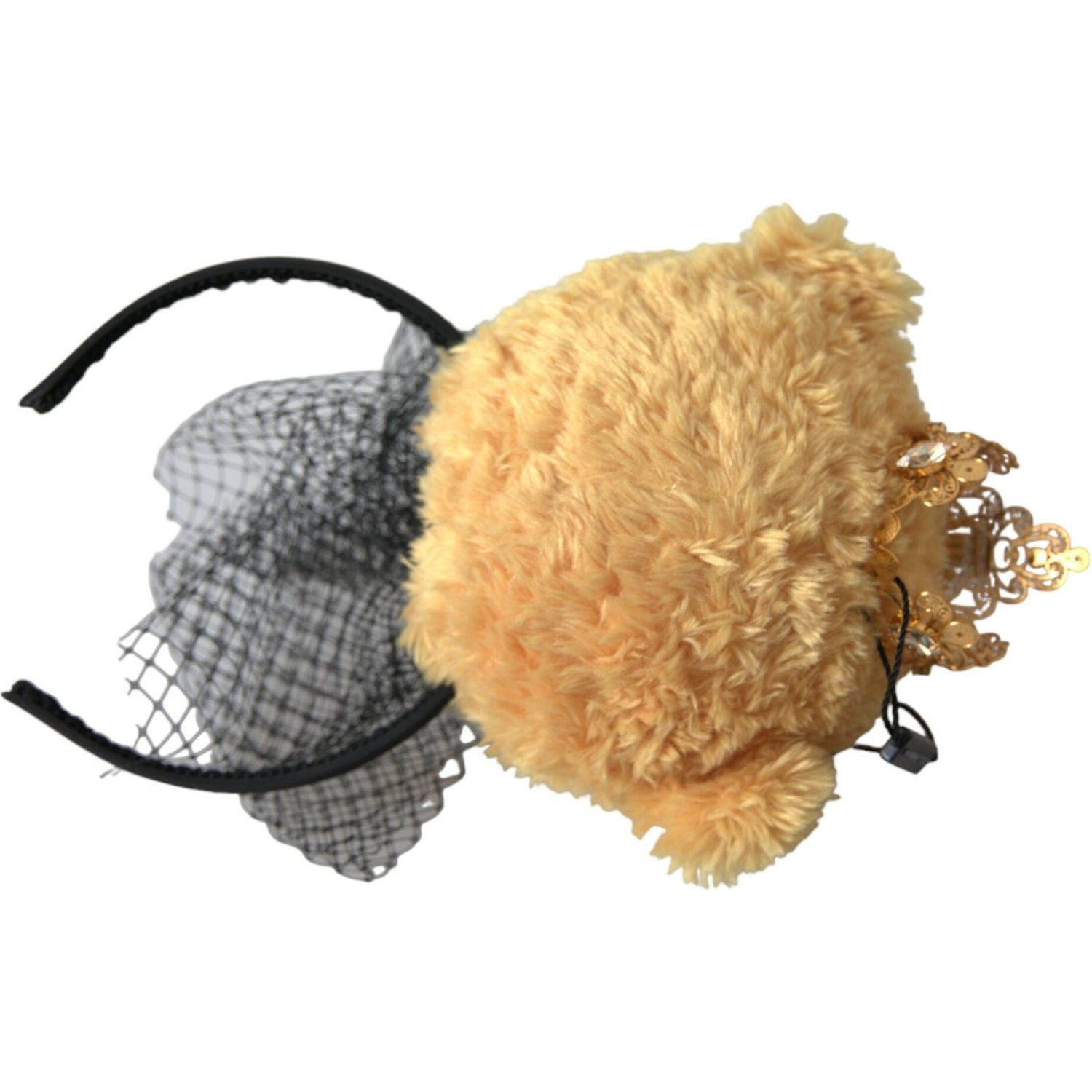 طوق شعر على شكل دب بني من دولتشي آند غابانا على شكل تاج من الكريستال الذهبي