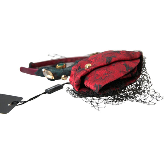 Dolce & Gabbana Multicolor Rose Silk Crystal Netted Logo Headband Diadem SMY101427