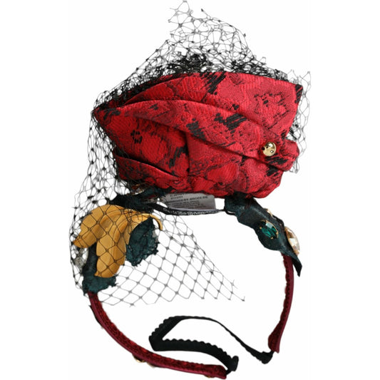 Dolce & Gabbana Multicolor Rose Silk Crystal Netted Logo Headband Diadem SMY101427