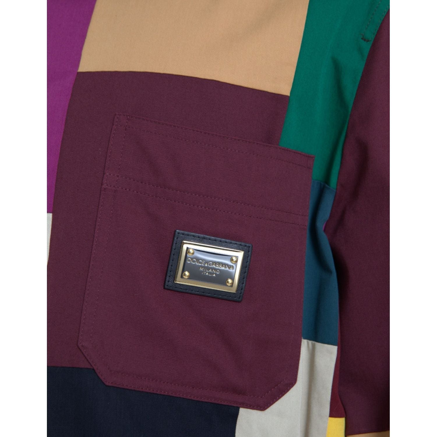 多色拼布棉质领夹克