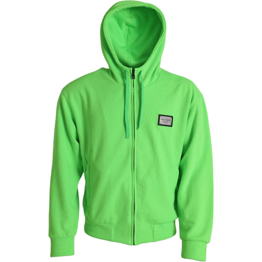 Dolce & Gabbana Neon Green Hooded Full Zip Top Sweater TSH851989-44