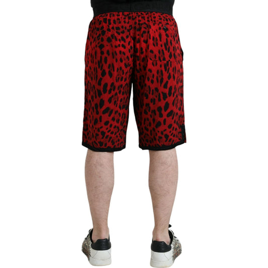 Dolce & Gabbana Red Leopard Print Viscose Bermuda Shorts PAN75018-46