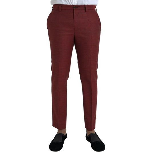 Dolce & Gabbana Maroon Wool Men Skinny Dress Pants PAN75310-48