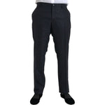 Dolce & Gabbana Blue Brocade Wool Skinny Men Dress Pants PAN75315-56