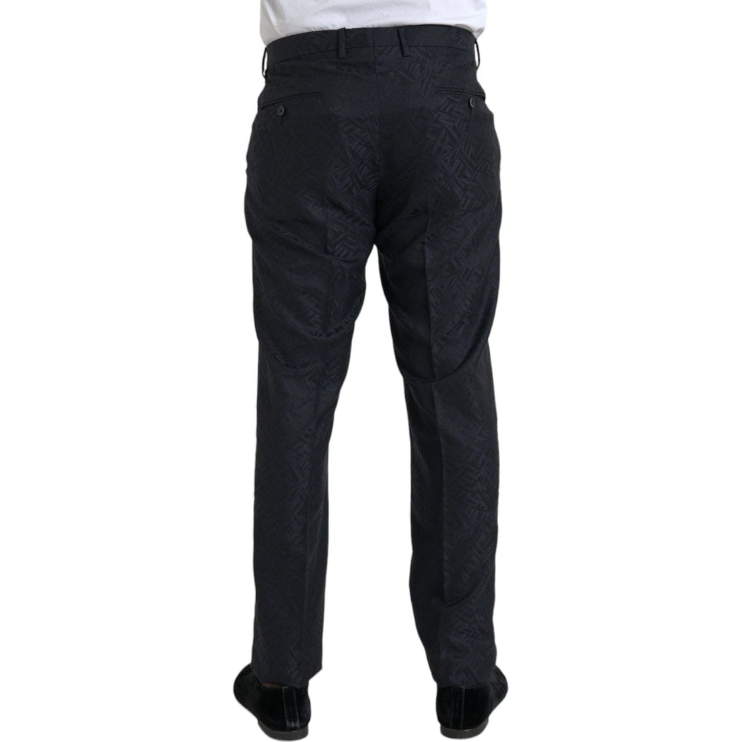 Dolce & Gabbana Blue Brocade Wool Skinny Men Dress Pants PAN75315-56