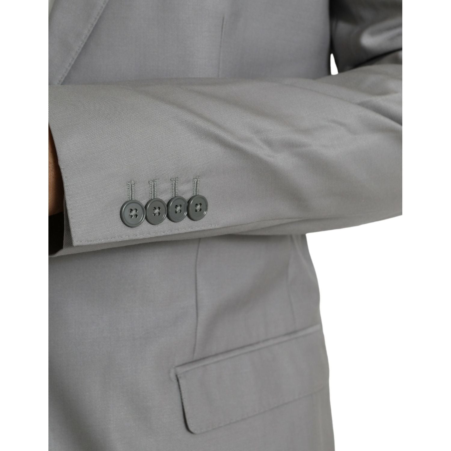 بليزر معطف من الصوف الرمادي بصدر واحد من دولتشي آند غابانا