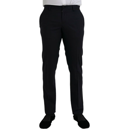 Dolce & Gabbana Dark Blue Wool Slim Fit Formal Pants PAN75303-48
